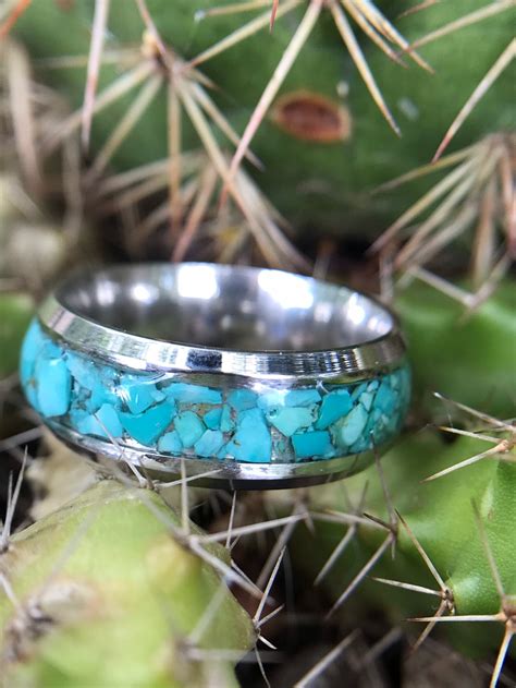 Stone Inlay Turquoise Ring Etsy