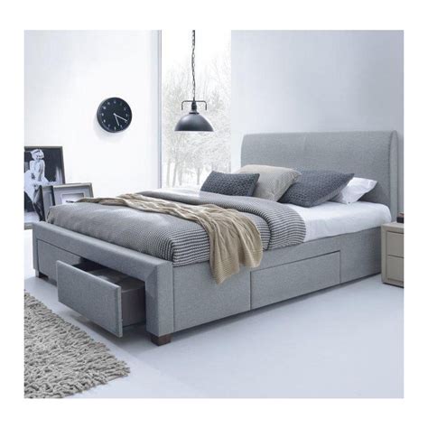 Lit Moderne En Tissu Gris Avec Sommier X Cm Chez So Inside