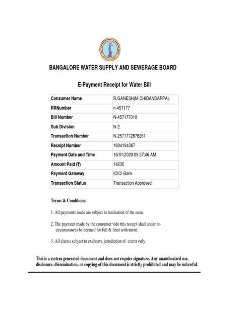 Bangalore Water Supply And Sewerage Board Pdf