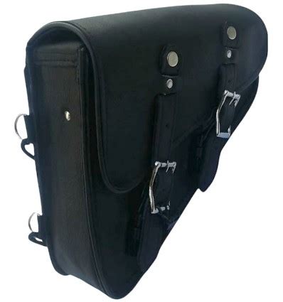 Black Leather Motorcycle Left Side Swing Arm Bag Sportster Softail Chopper