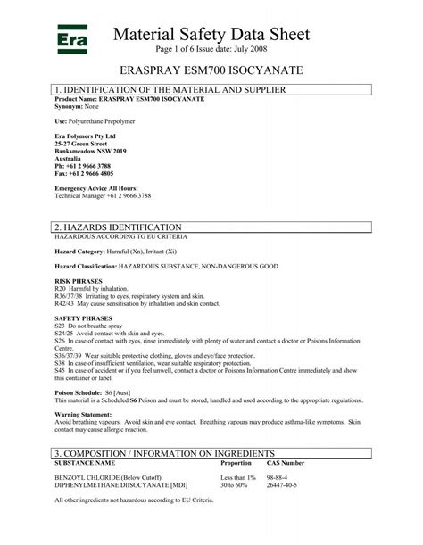 Material Safety Data Sheet Era Polymers