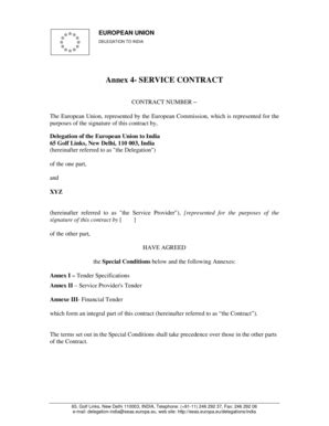 Fillable Online Eeas Europa Annex 4 SERVICE CONTRACT EUROPA EEAS