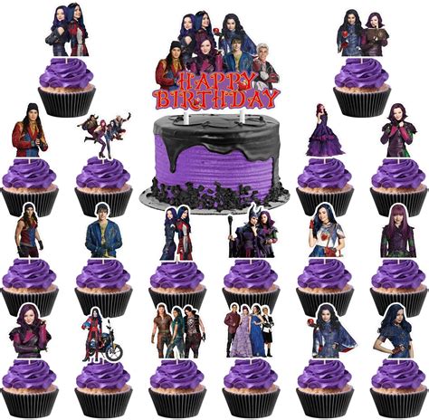 37pcs Descendants Cake Decoration Set Include 1pc Big Cake Topper 36pcs