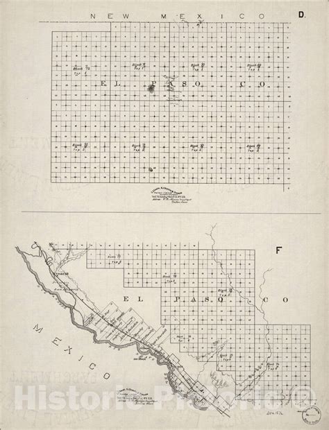 Historic 1893 Map Map Of El Paso County Texas Sheet D F