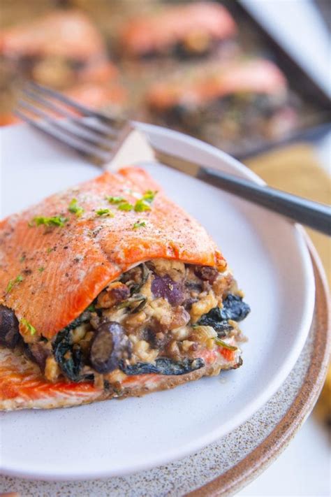 Mushroom And Spinach Stuffed Salmon The Roasted Root