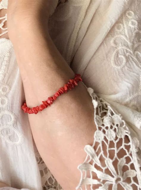 Bracelet Femme En Corail Rouge Corse M Diterran E V Ritable Certifi