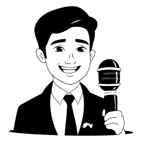 Premium Vector Man In Suit And Tie Holding Microphone Vector