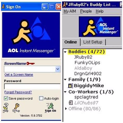 remembers  aim screen names   lounge