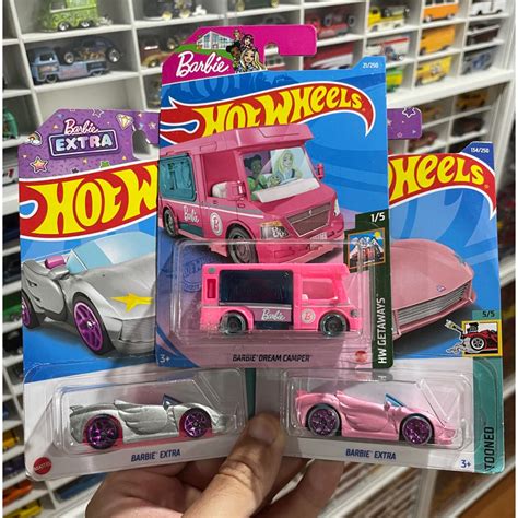 Hot Wheels Combo Barbie Dream Camper Barbie Extra Cinza E Rosa Shopee Brasil