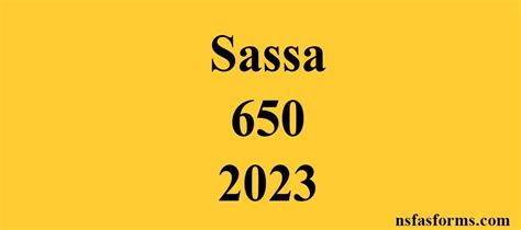 Sassa 650 2023 Nsfas And Universities Online Application