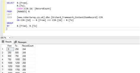 Uk Using Sql Server To Generate Ranges And Group Data Into Them