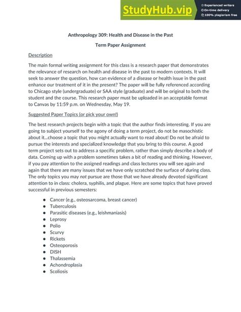 Anth 309 Term Paper Assignment Pdf