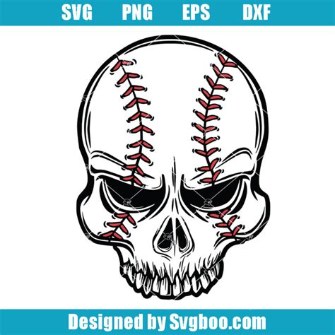 Baseball Skull With Crossed Bat Svg Softball Skull Svg