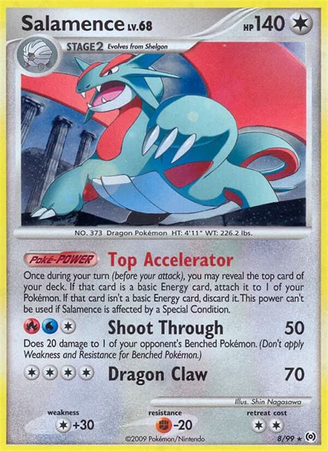 Pokémon Platinum Arceus Card 008 Salamence Standard Holo Arcade Game