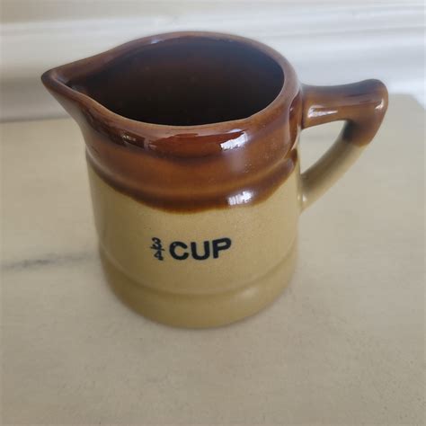 Set Of Vintage Brown Pottery Measuring Cups Crock Brown Jug Etsy