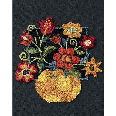 Dimensions Punch Needle Kit Floral On Black The Woolery