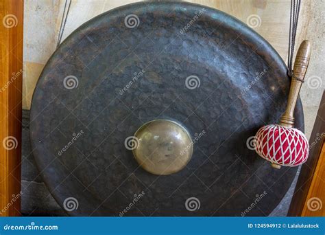 Metal Gong With Wood Handle Asian Instrument Stock Photo Image Of