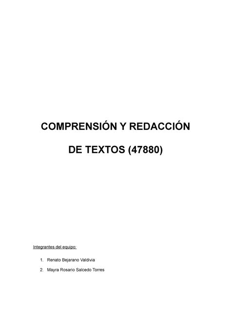 Semana Tema Tarea Redacci N Preliminar Comprensi N Y