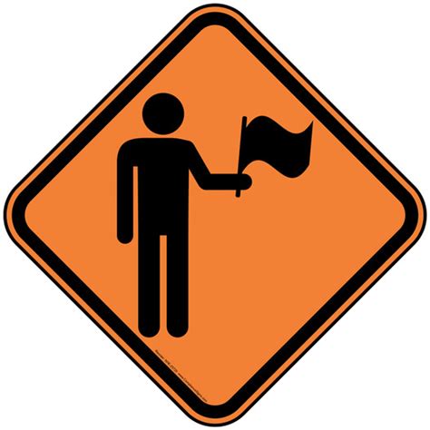 Roadway Construction Graphic Only Flagman Sign Orange Reflective