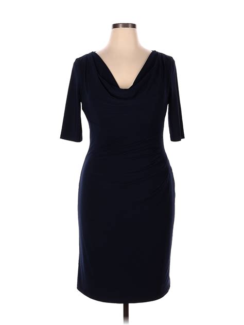 Lauren By Ralph Lauren Solid Navy Blue Casual Dress Size 14 69 Off