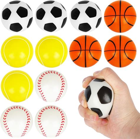 12 Pcs Stress Balls Football Tennis Basketball Baseball Rugby Squeeze