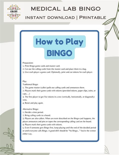 Printable Lab Week Bingo Game Medical Laboratory Games Lab Week