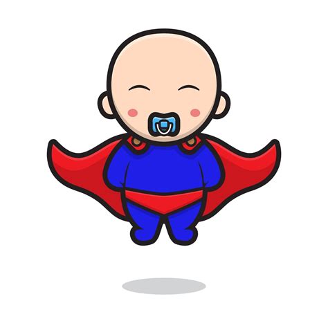 cute baby character wearing superheroes costume flying 2084167 Vector