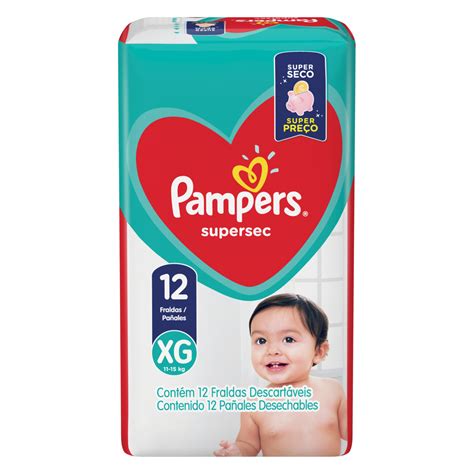 Fralda DescartÁvel Infantil Pampers Supersec Xg Pacote 12 Unidades