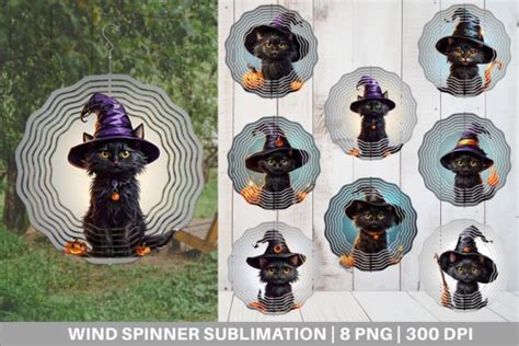 Wind Spinner Black Cat Halloween Graphic By Artnoy Creative Fabrica