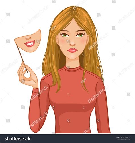 Woman Sad Face Mask Happy Face Stock Vector Royalty Free 251434774