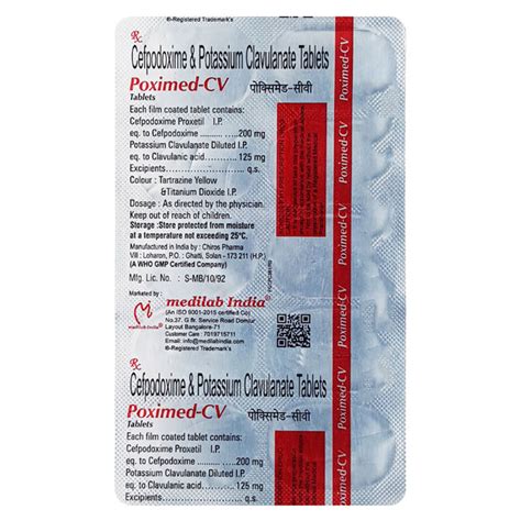 Buy POXIMED CV Tablet 10 S Online At Upto 25 OFF Netmeds