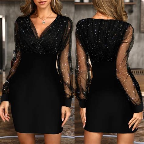 Vekdone 2024 Clearance Women Sequins Dress Summer Lace Retro Elegant Bodycon Cocktail Party