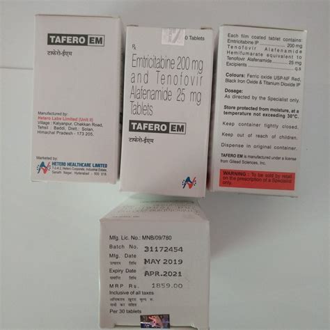 Tafero Em Emtricitabine 200mg Tenofovir Aldfenamide 25mg 30