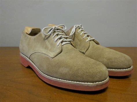 Vintage Tan Suede Dirty Bucks Shoes 10m Red Brick Sole By