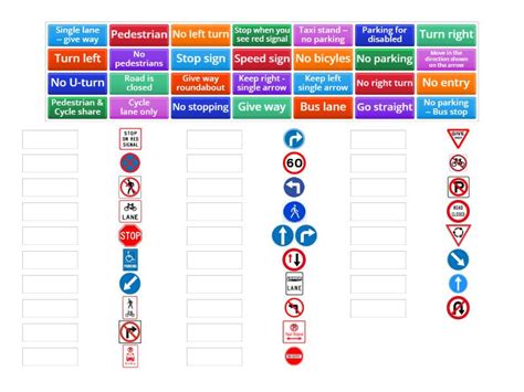 Test Road Signs Compulsory Red And White And Blue And White Signs Match Up