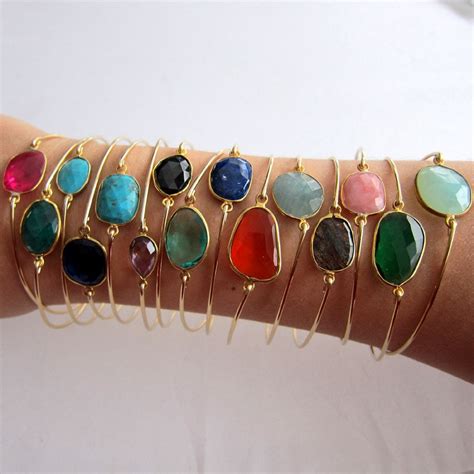 Gemstone Bangle Gemstone Jewelry Gemstone Bracelet Gold