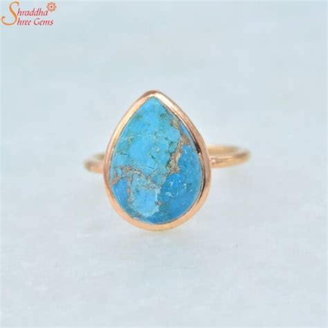 Pear Shape Turquoise Ring Firoza Gemstone Ring Shraddha Shree Gems