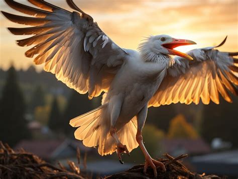 Premium Photo Arafed Bird With Open Wings Spread Out On A Pile Of Hay