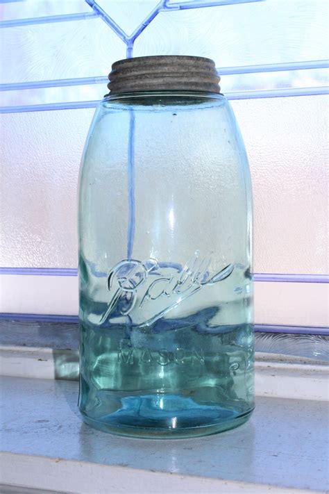 Antique Blue Ball Mason Jar Half Gallon To Three L Logo