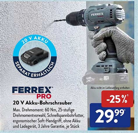 Ferrex Pro V Akku Bohrschrauber Angebot Bei Aldi Nord