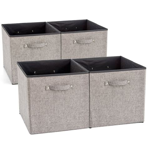 EZOWare Set Of 4 Fabric Nursery Storage Cube Bins Foldable Organizer