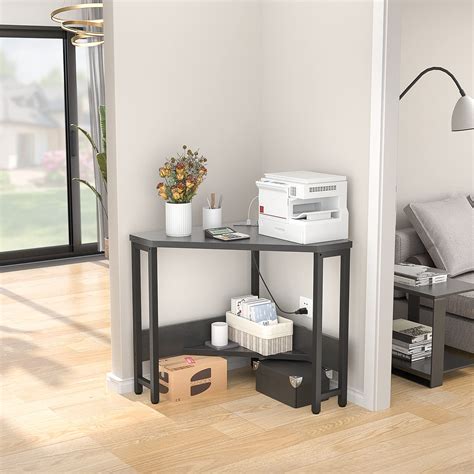 Armocity Corner Desk Small Desk with Outlets Corner Table for Small ...