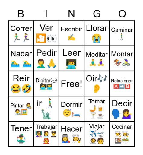 Verbos Bingo Card