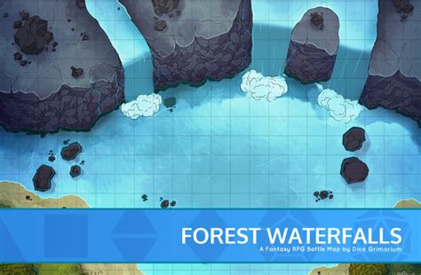 Forest Waterfalls - D&D Map for Roll20 And Tabletop - Dice Grimorium