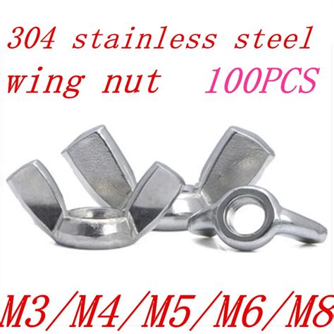 100pcs M3 M4 M5 M6 M8 DIN315 304 Stainless Steel Hand Tighten Nut