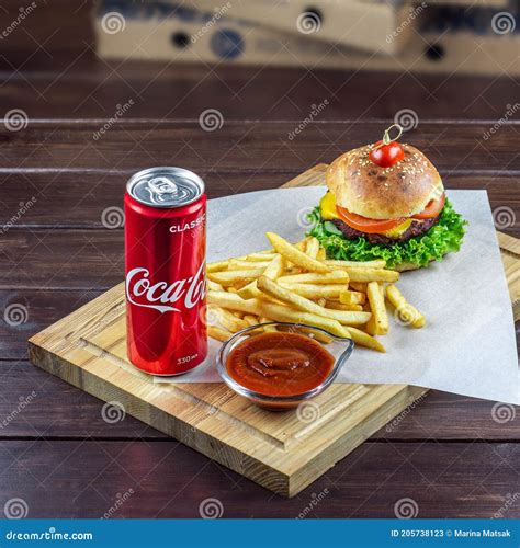 Big Burger With French Fries Isolated On White Background Royalty Free