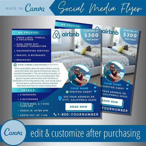 Airbnb Flyer Template Editable Host Air Bnb Rentals Flyers - Etsy