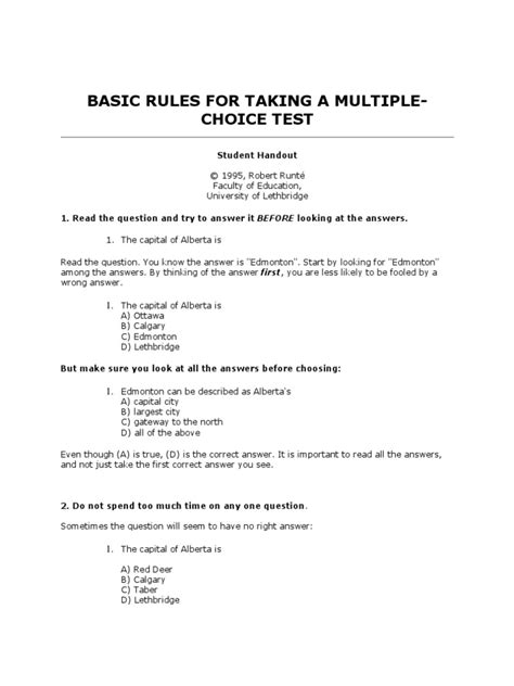 Basic Rules For Taking A Mcq Multiple Choice Cognition