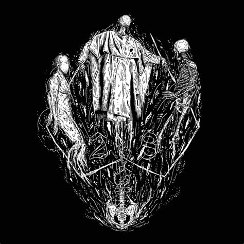 death metal illustration of three people floating. dark art style ...