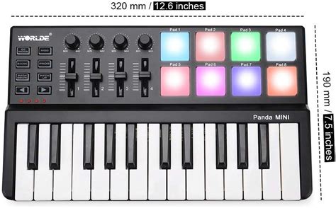 Buy Vangoa MIDI Keyboard Controller 25 Keys Worlde Panda MINI USB Midi